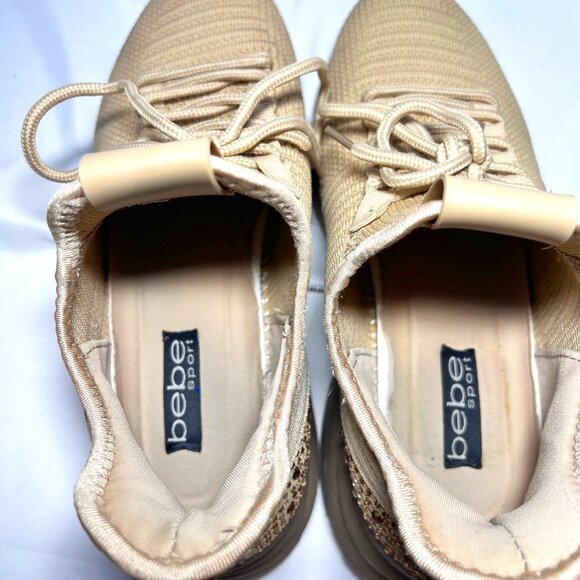 Bebe Sport Analia Women's Gold/Tan/Rhinestone Sneakers-Slip On-Sz.8 1/2-Comfy - Picture 14 of 16